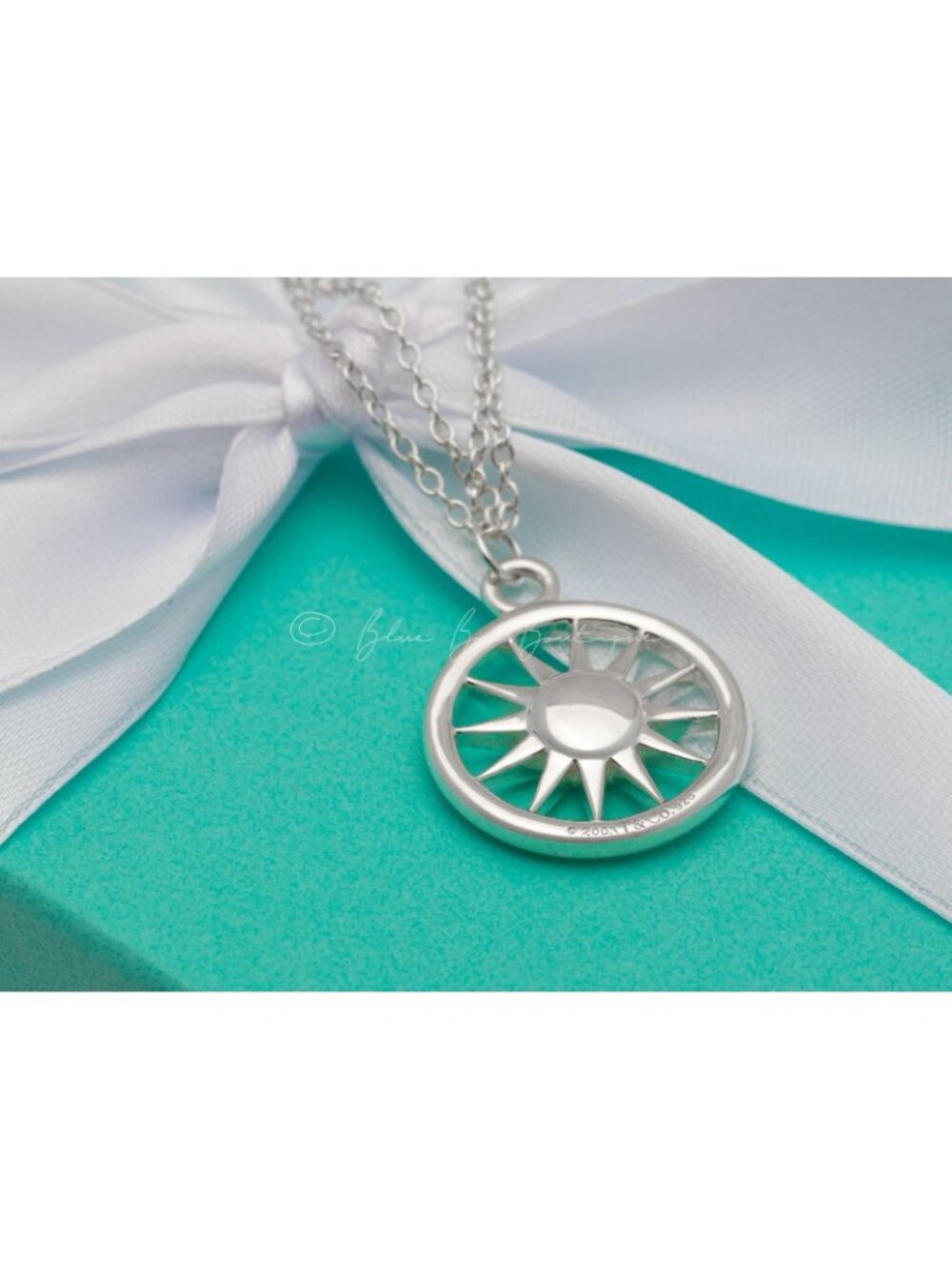 Tiffany & Co. *RARE* Sun Circle Necklace Double Chain Pendant Silver 16" Chain - Picture 3 of 7